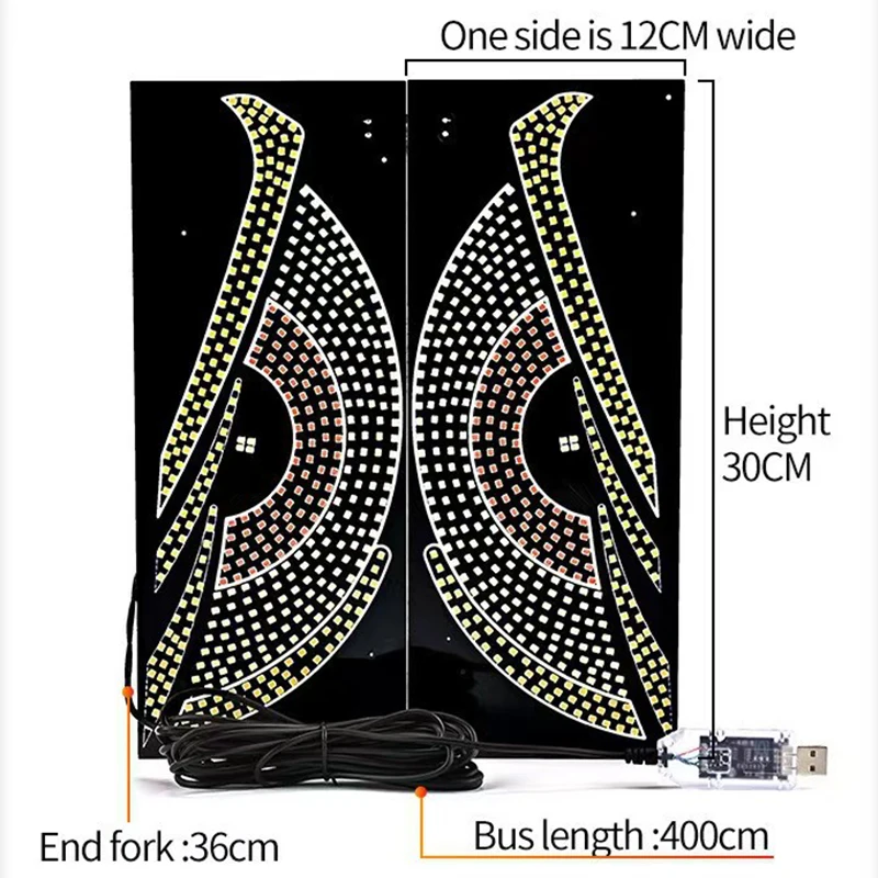 Truck Devil's Eye Light RGB Dynamic Demon Eye Decorative Light Led Display Decor Pixel Panel Windshield USB 5V Multi-Mode Lamp 2