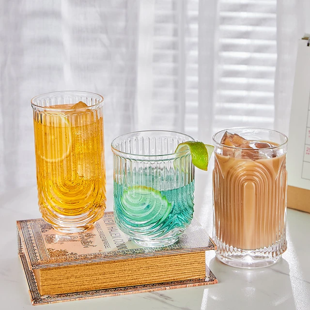 Drinking Glasses With Glass Straw Glassware Set, Tire Design