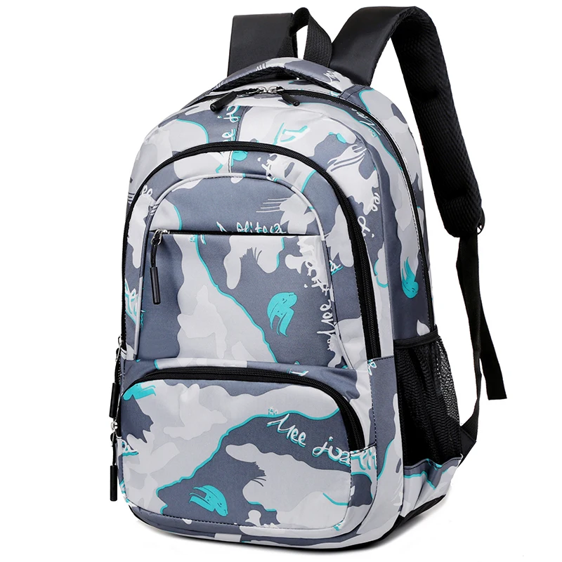 15 inch multifunctional backpack fashionable washable Oxford cloth computer bag gray orange blue-green student backpack unisex