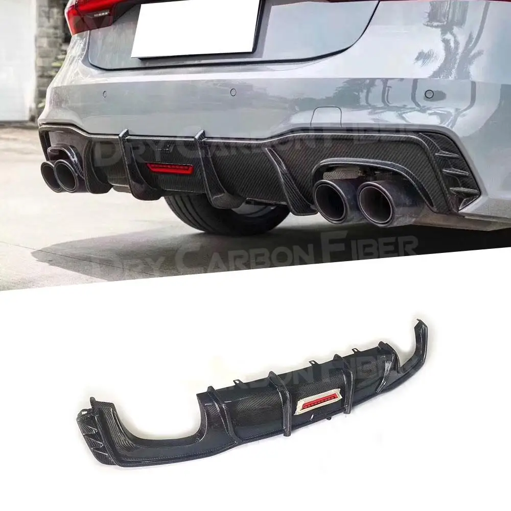

Carbon fiber Rear Lip Diffuser With Lamp Spoiler For Audi A7 S7 RS7 2019-2021 FRP Car Fins Shark Style Bumper Protector