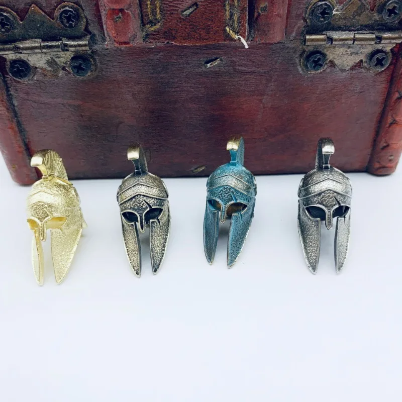 

Brass Ancient Greece Spartan Warrior Scar Helmet Umbrella Rope Knife Bead Jewelry DIY Paracord Keyring Lanyard Pendant Accessory