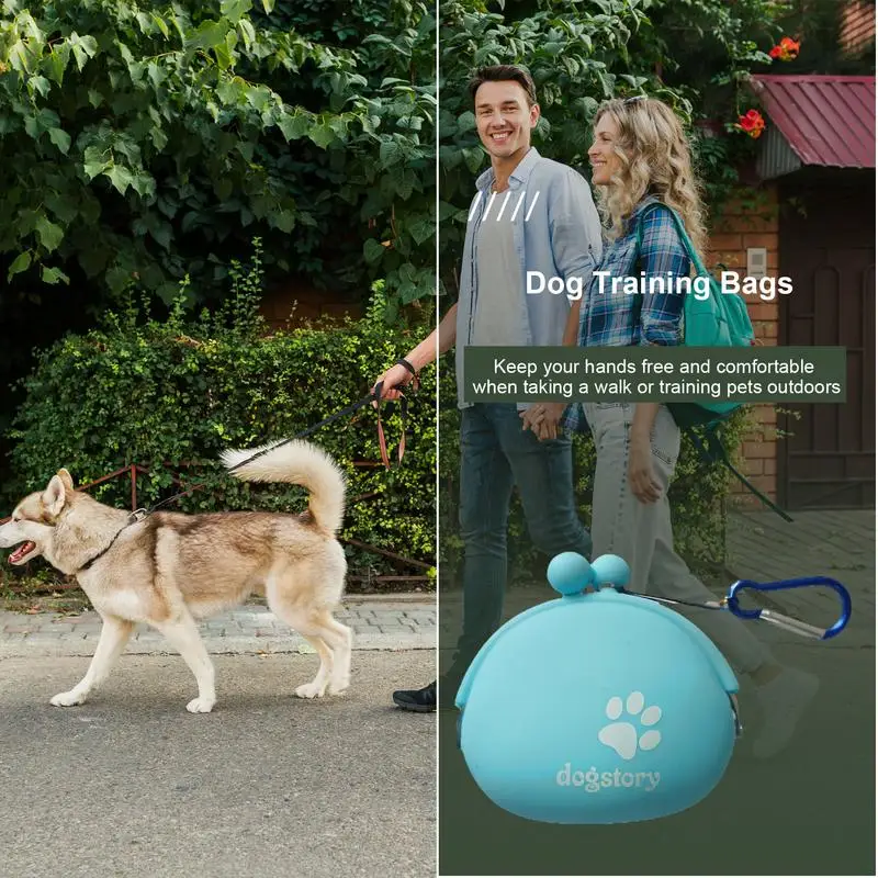 Silicone Dog Treat Pouch Dog Training Container Dog Treat Carrier Holder Puppy Treat Snack Bag with Clip dog Food Storage Bag