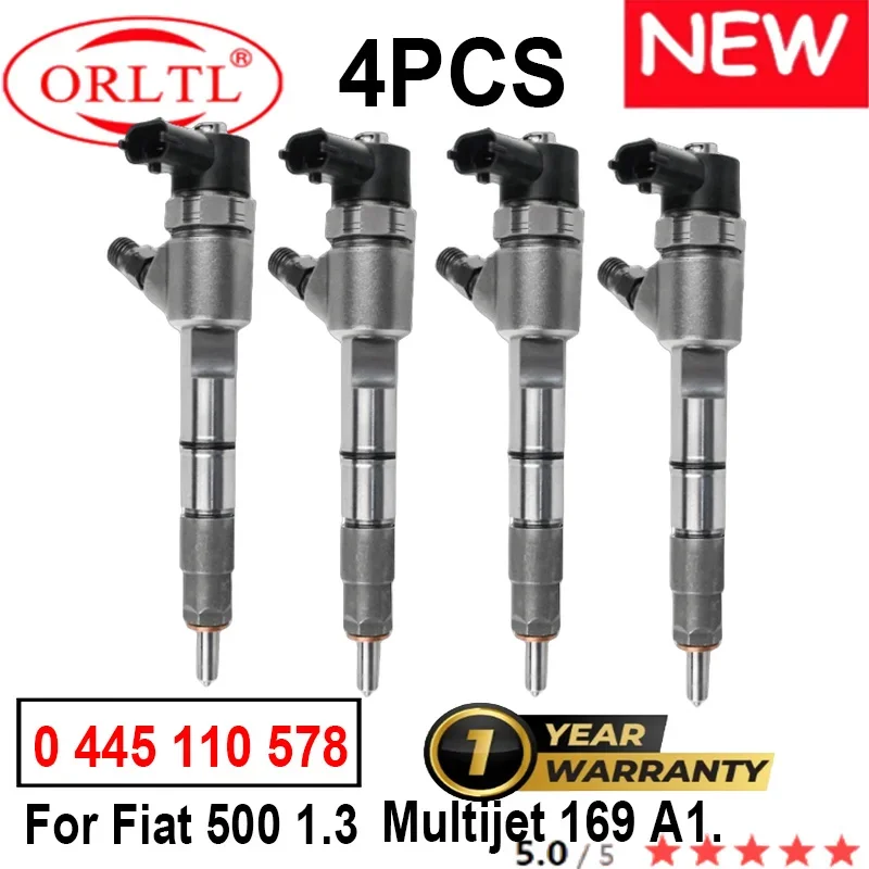 4 Pz Nuovo Iniettore Di Carburante Originale 0445110578 Ugello 0 445 110 578 Per Fiat 500 1.3 Multijet 169 A1