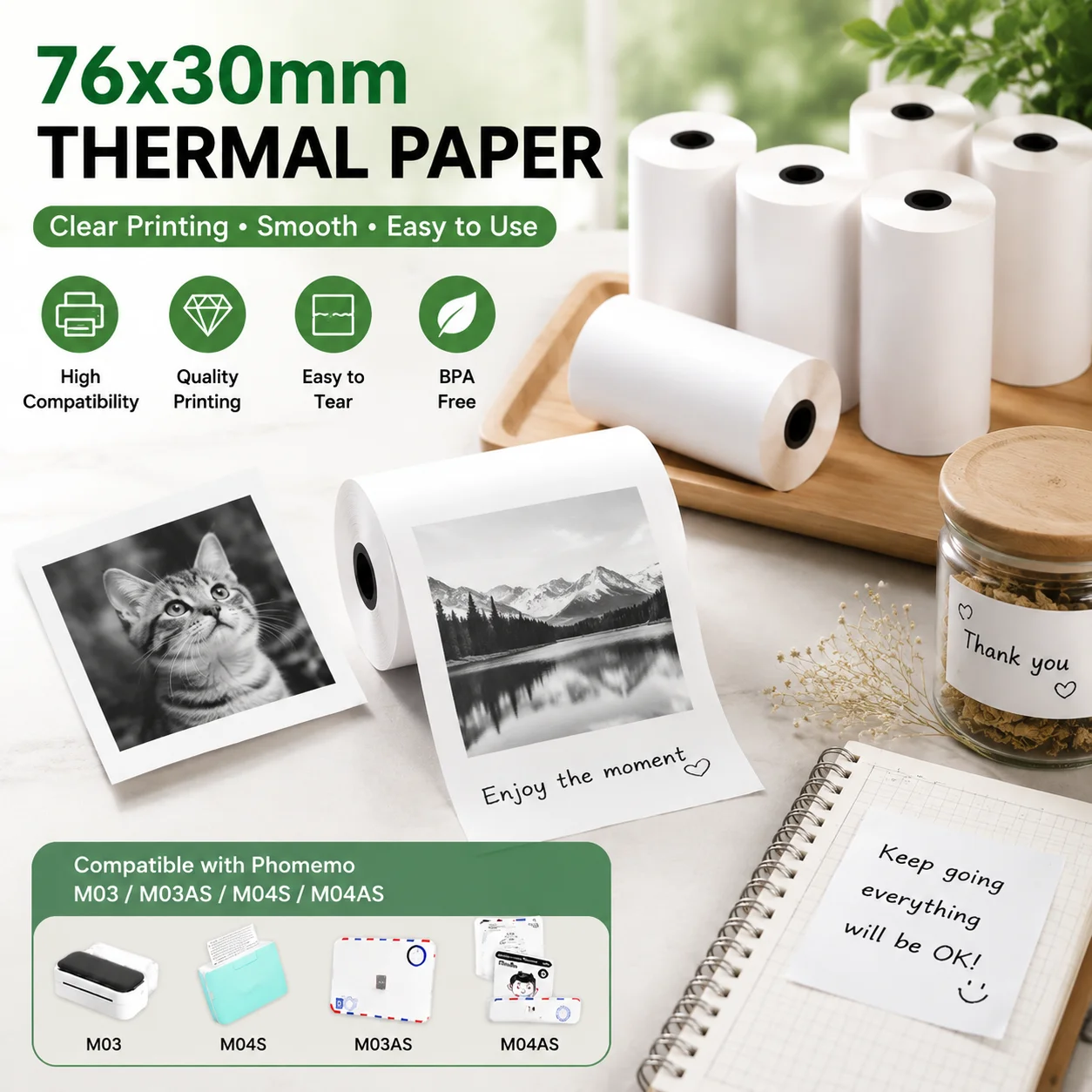 76x30mm 감열 자가 점착 라벨, 쉽게 떼어낼 수 있는 강력 접착제, 배송 바코드 우표 및 주소 배송에 적합