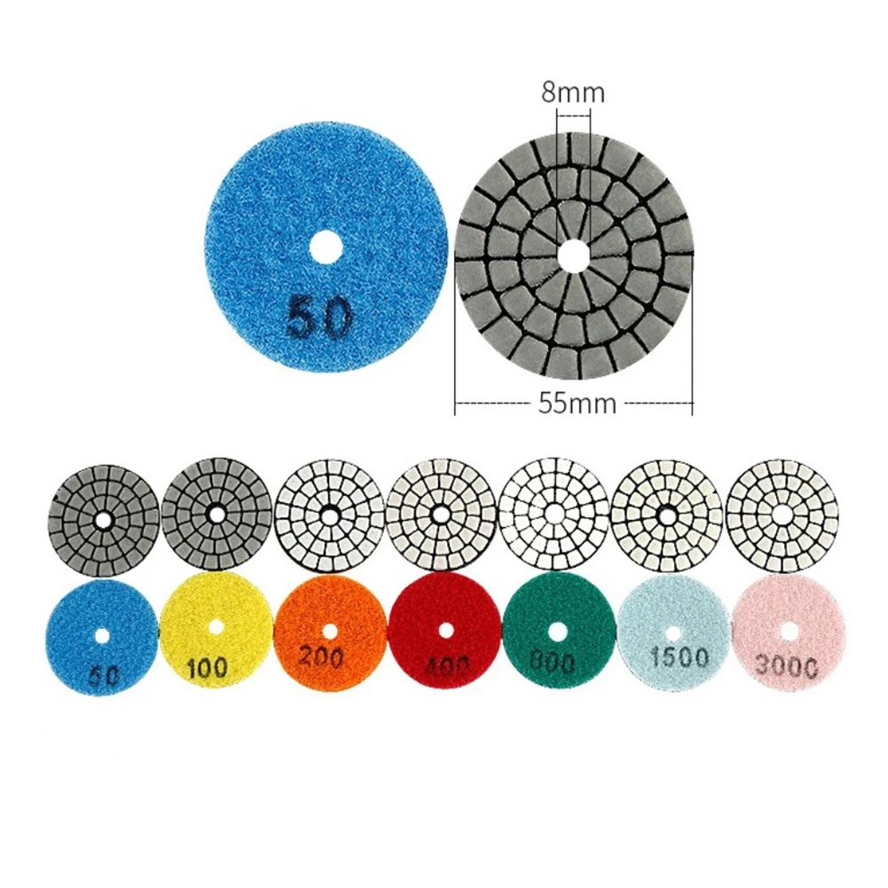 

1PC 2 Inch 50mm Diamond Dry Polishing Pad Type 50#/100#/200#/400#/800#/1500#/3000# For Granite Marble Sanding Disc Buffing Pad