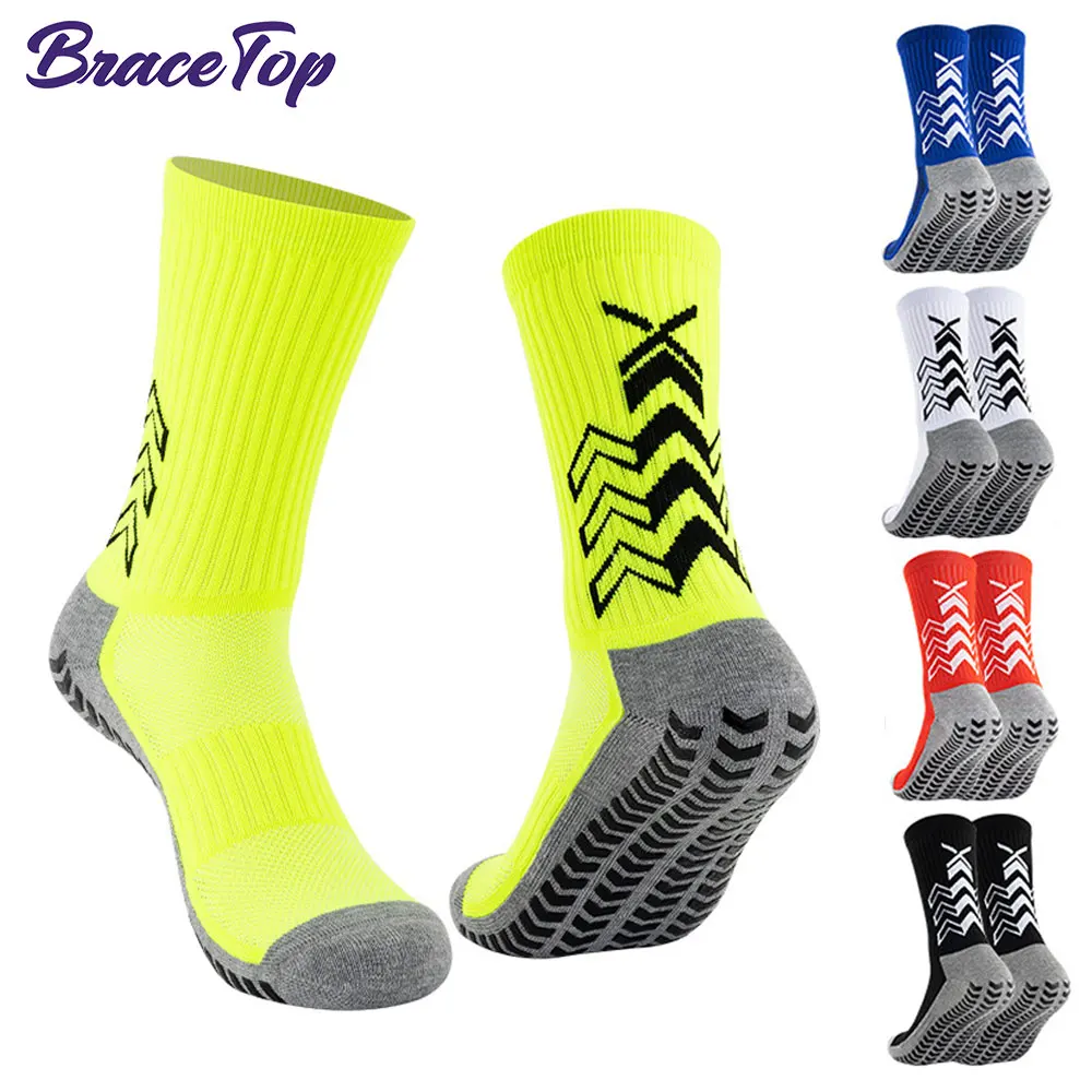 

1Pair Football Socks Men Athletic Non Slip Soccer Socks Cushioned Breathable for Running Yoga Basketball Hiking Sport Grip Socks