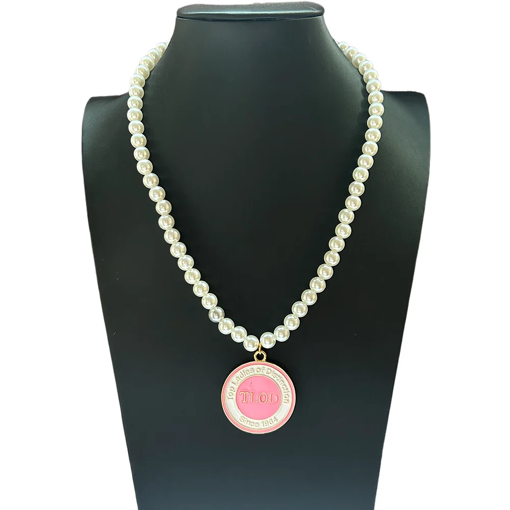 

Индивидуальное модное металлическое ожерелье из белого жемчуга 8 мм, греческая общественная TLOD круглая подвеска «сделай сам»