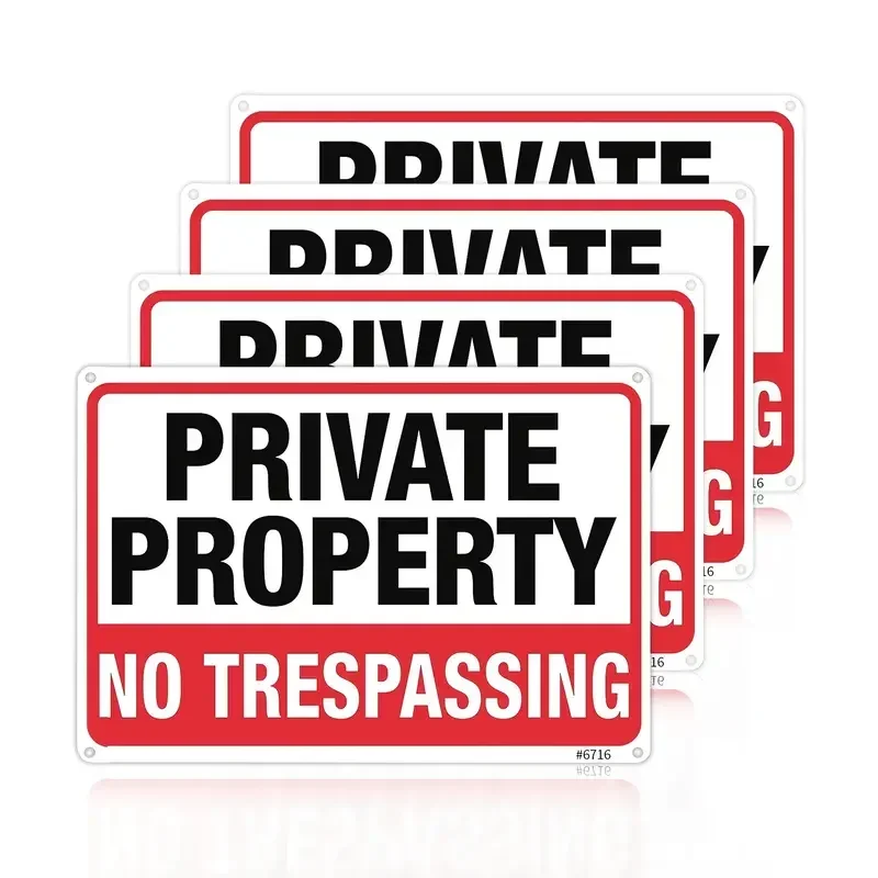 Private Property No Trespassing Sign - Durable Rust-Free Aluminum, 20x30 cm, Indoor & Outdoor Use