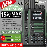 2Pack Upgrade Baofeng UV16M V2 Walkie Talkie 15W High Capacity AM FM 2-Way Radio Full Band LCD Frequency Copy NOAA Noise Reduce 1
