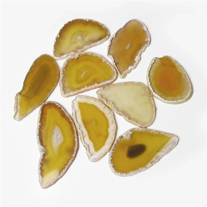 10PCS Natural Agates Slice Irregular Geode Polished Crystal Stone No Hole Coaster Write Names Invitations Decoration 50-80mm