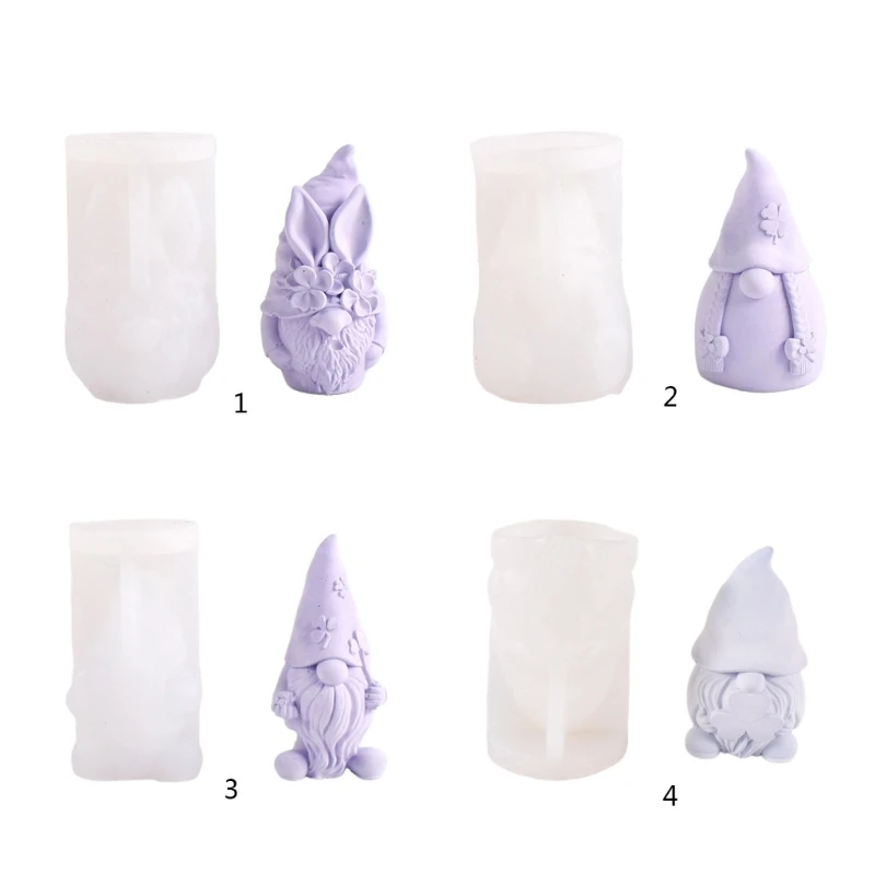 517F Christmas Gnome Candle Mold Gnome Silicone Mold for Making Candle Soap Plaster Ornaments Christmas Gnome Decorations