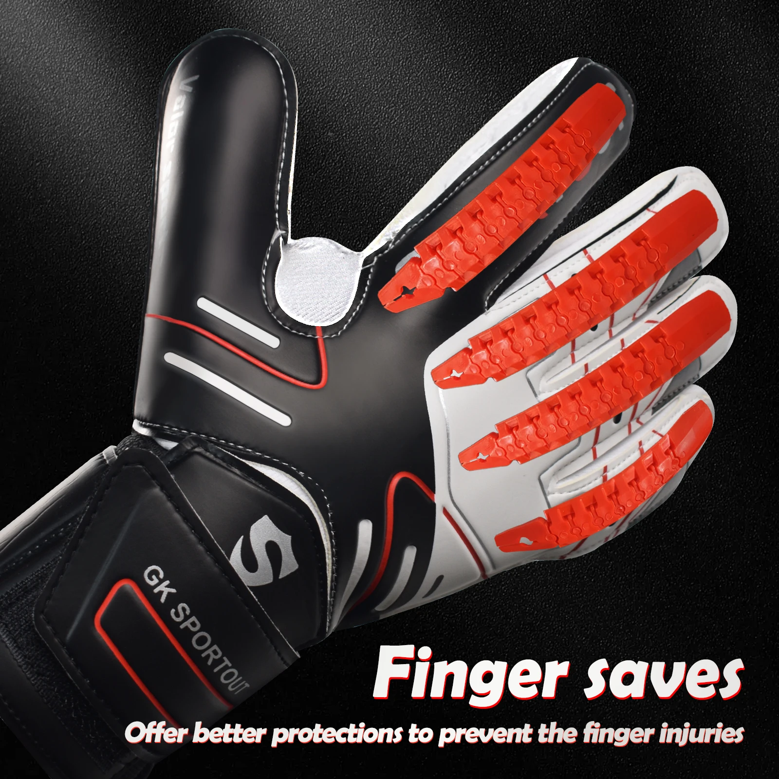 Sportout Youth&Adult Goalie Goalkeeper Gloves,Strong Grip for The Toughest Saves, with Fingerave& 4+3MM Latex