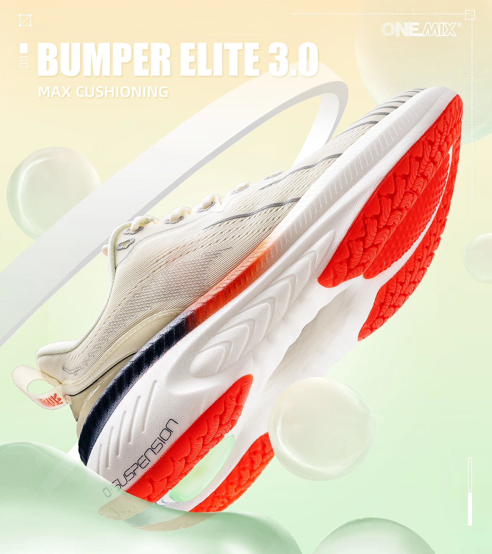 

ONEMIX Top Cushioning Running Shoes Suitable for Heavy Runners Lace Up Sport Shoes Non-slip Outdoor Athletic Sneakers for Men
