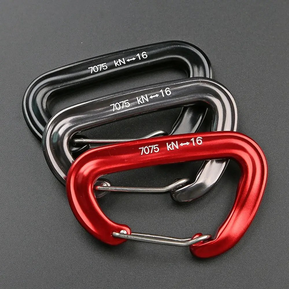 Professional Climbing Carabiner D Shape Mountaineering Buckle Hook Safety Lock Outdoor Climbing Equipment Accessory 16KN Carabiner Clips Keychain Carabiner