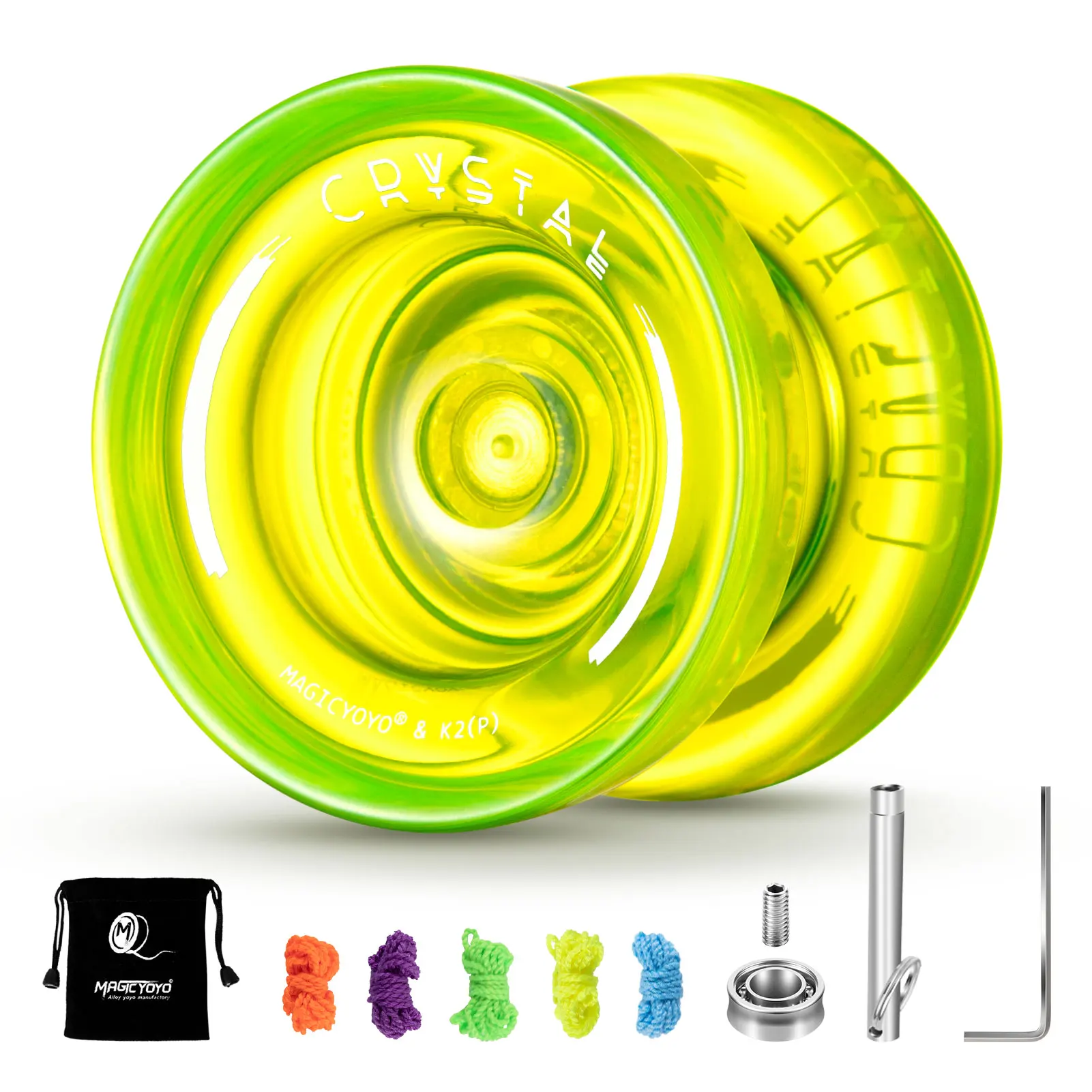MAGICYOYO Responsive Crystal YoYo K2 Plastic Yo Yo for Kids Beginner Replacement Unresponsive Bearing for Advancer yoyo ball