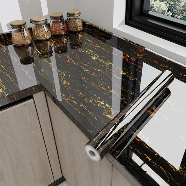 สติ๊กเกอร์ติดผนังลายหินอ่อน, วอลเปเปอร์ติดเคาน์เตอร์ครัว ตู้ เฟอร์นิเจอร์ สติ๊กเกอร์ติดผนังแบบมีกาวในตัว, สติ๊กเกอร์กันน้ำมัน PVC 1