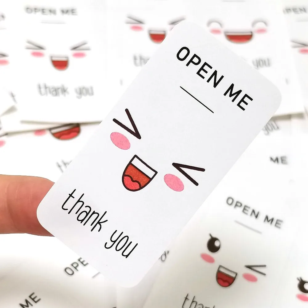40-100pcs Cute OPEN ME STICKERS 3*6cm Labels Thank Your Stickers For Small Business Package Decor,Gift Box bag,Shipping Stickers