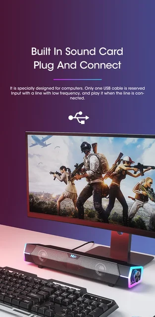 Gaming Pc Setup Soundbar Computer 4D Stereo Sound Bar PC Speaker