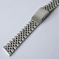 Elegant Silver Stainless Steel Curved End Watch Band - Jubilee Style - 22mm (Silver white)