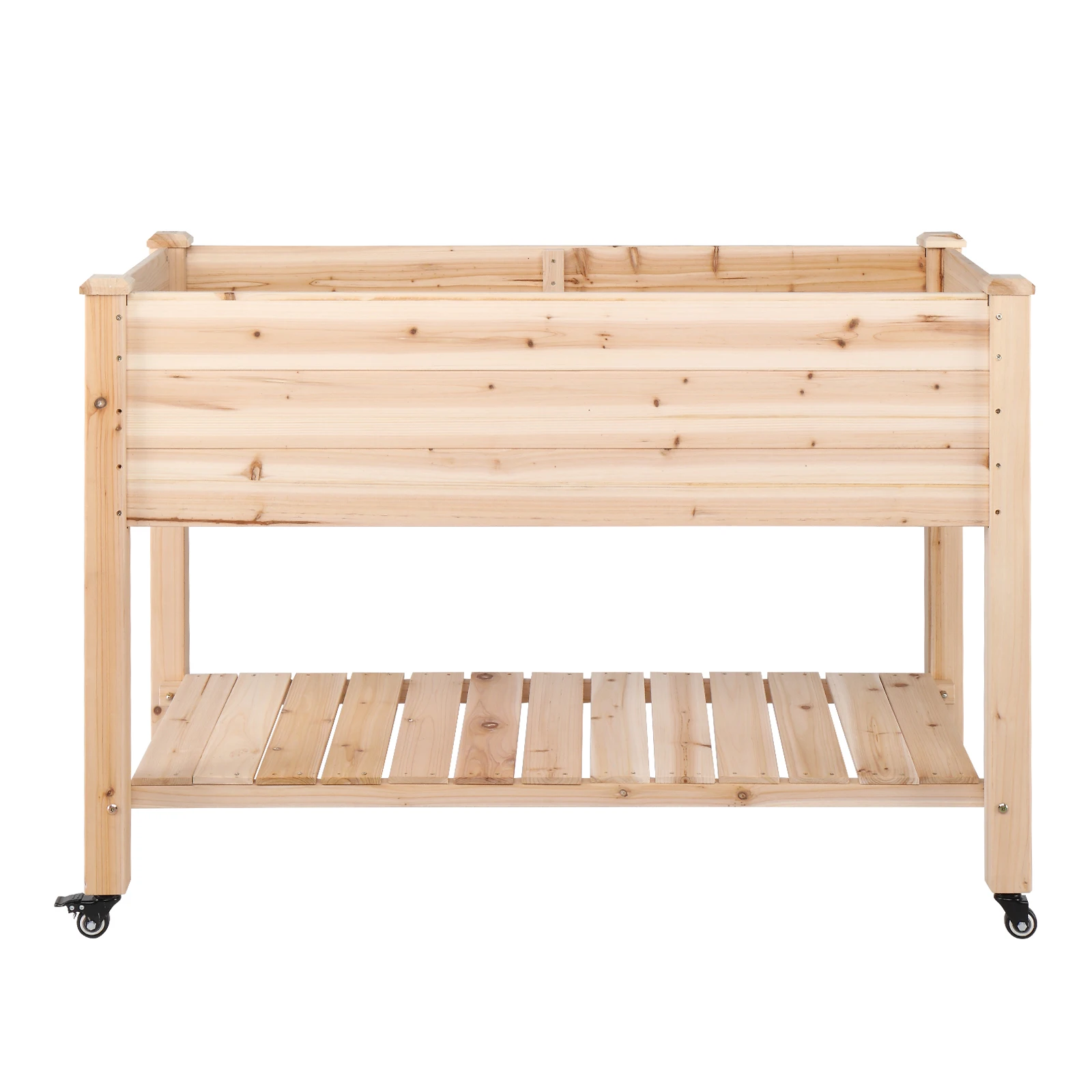 116 * 57 * 82cm Chinese Fir High Foot Type With Wheel Wood Planting Frame Log Color