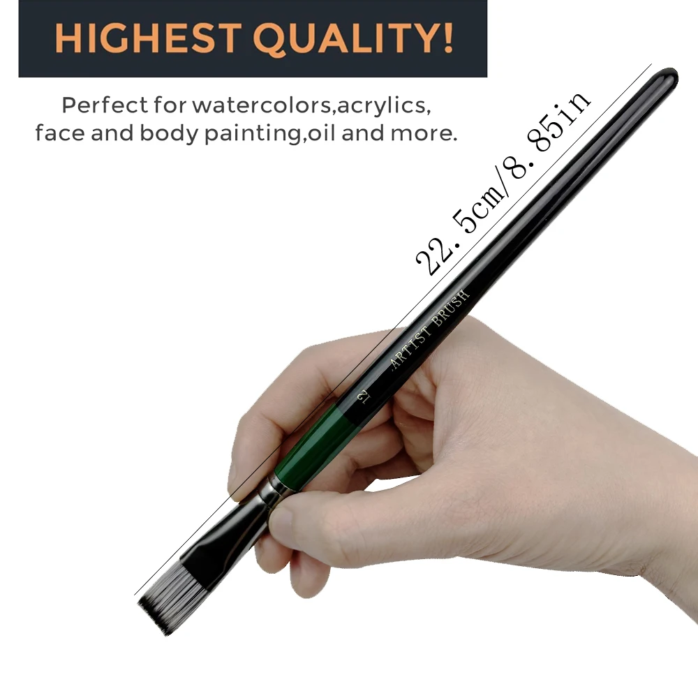6pcs Professional Artist Paint Detail Tip Brushes, Anti-Shedding Nylon Bristles，Wooden Handles, for Acrylic, Oil & Watercolor 2