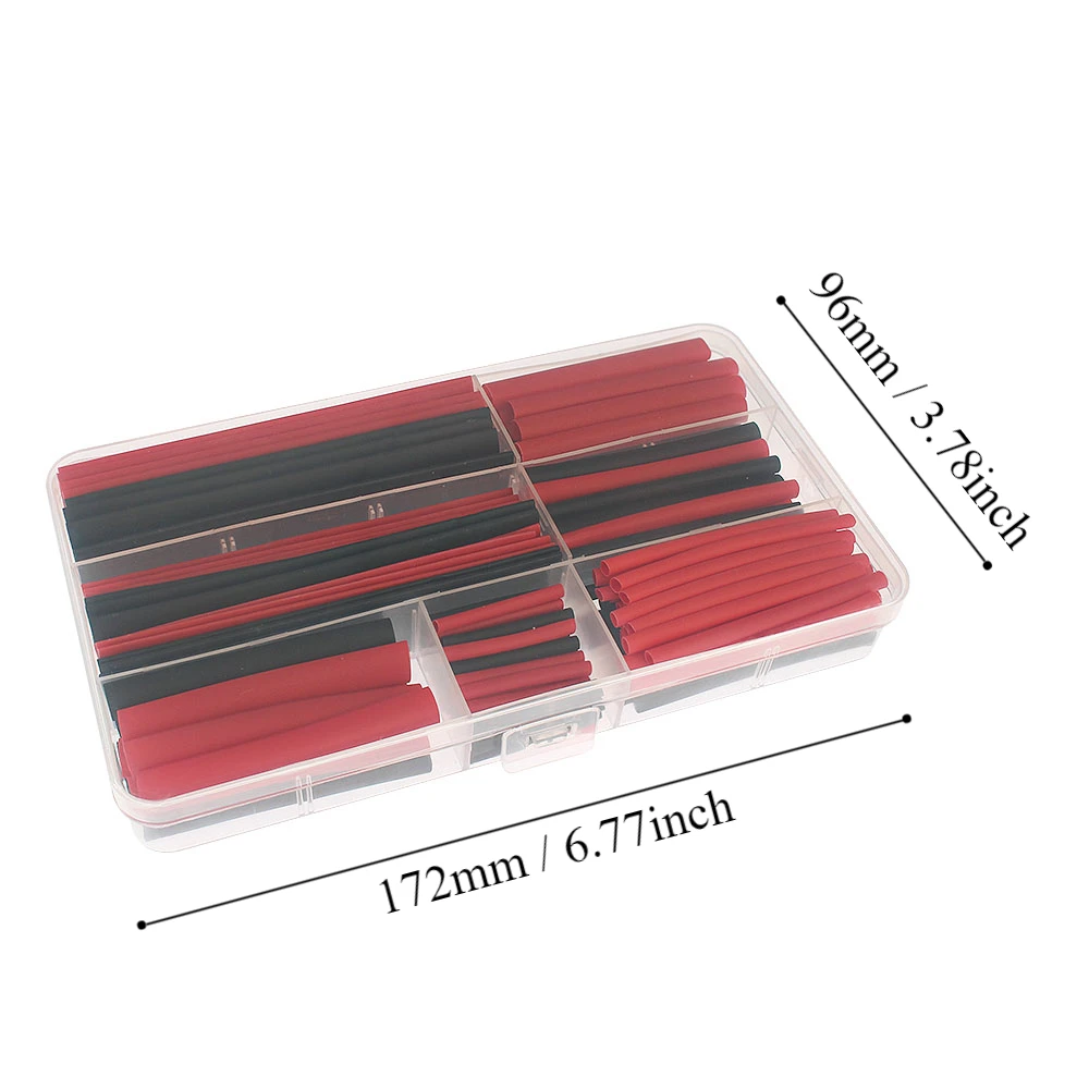 150pcs heat shrink tube Shrink wrapping Insulation Sleeving Polyolefin 2:1 Shrinking Assorted Wire Cable kit Red/Black with box