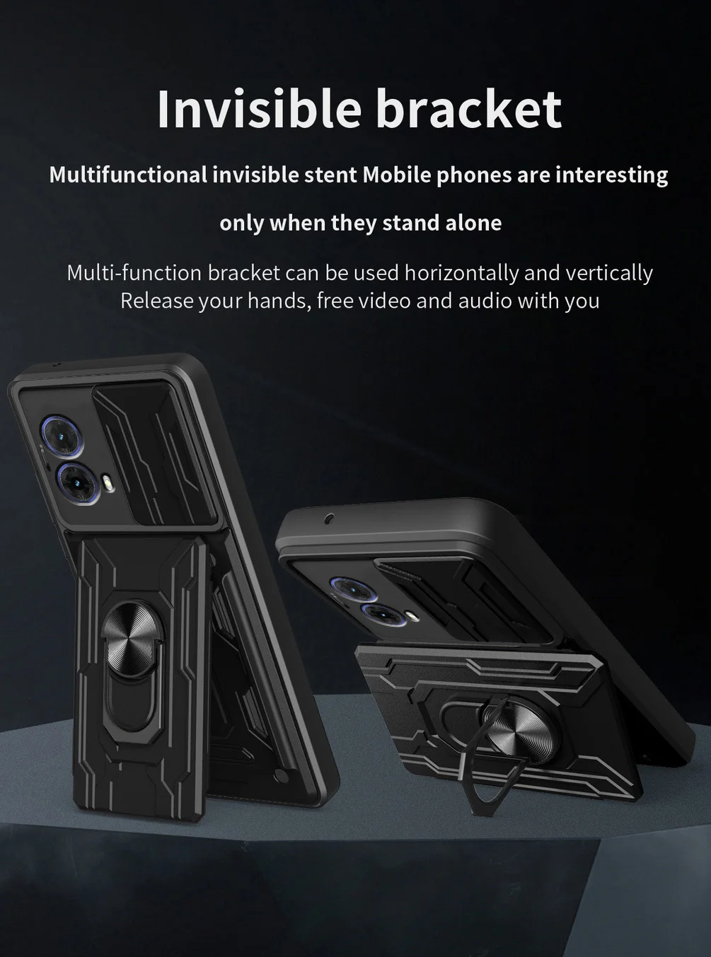 Card Holder Armor Hybrid Ring Cover with Camera Protection