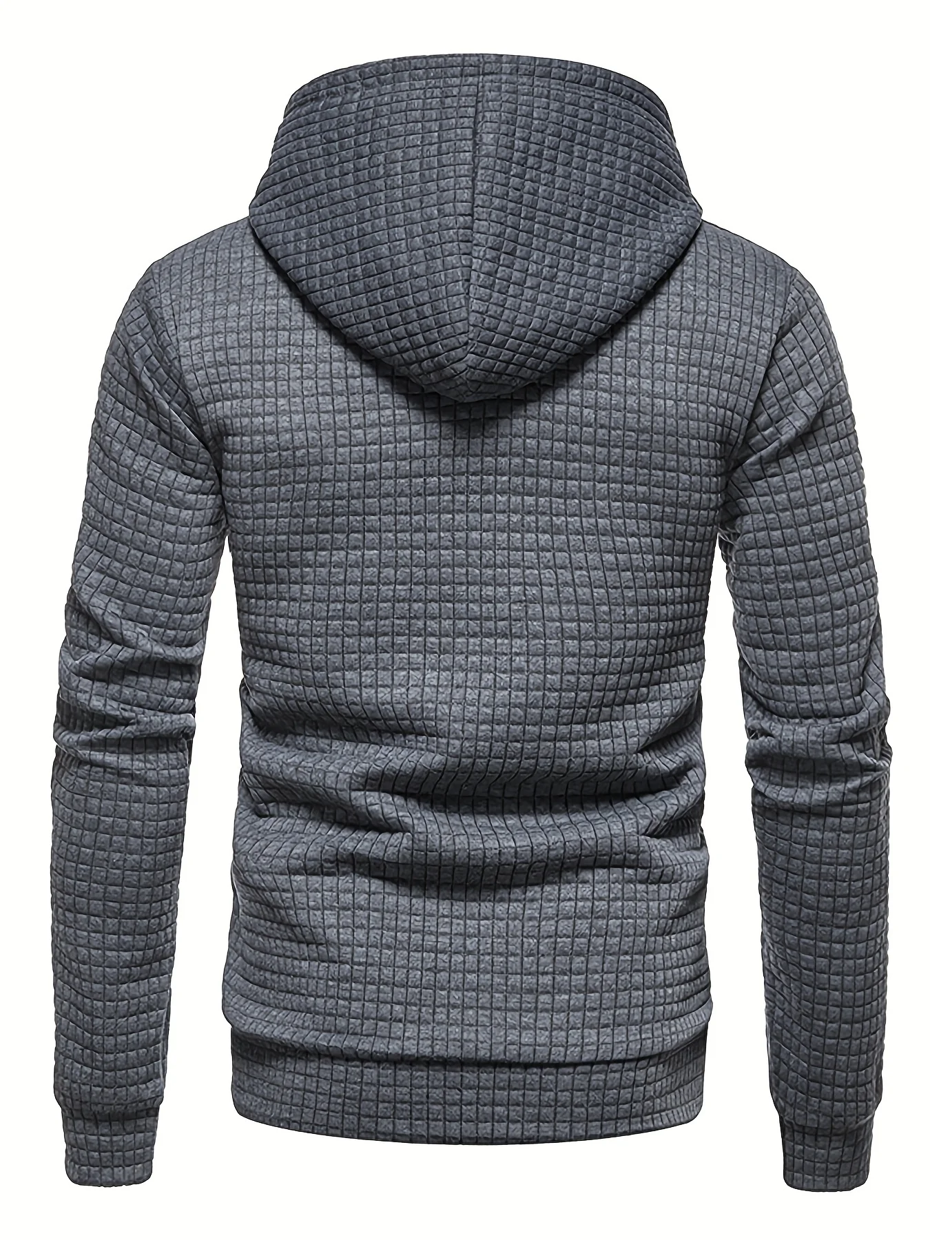 Waffle Pattern Hoodie, Cool Hoodies For Men, Men's Casual Solid Pullover Hooded Sweatshirt Streetwear For Winter Fall, As Gifts 6