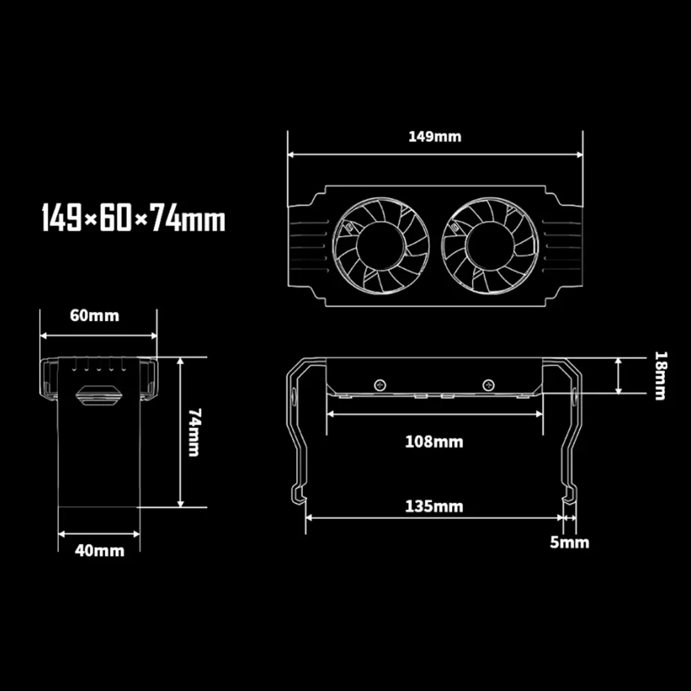 D50 RAM ARGB 메모리 쿨러 RAM 메모리 모듈 싱크 방열판 듀얼 120mm 팬, DDR4 DDR5 냉각 액세서리, 4 핀 PWM, 5V, 3 핀