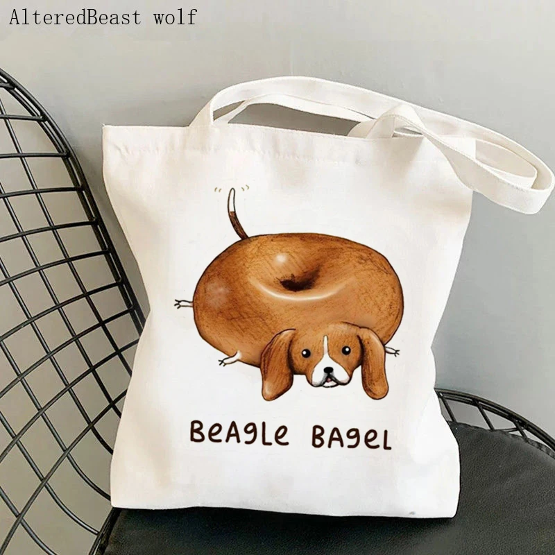 Women Shopper bag Beagle Antidepressant Kawaii Bag Harajuku Shopping Canvas Shopper Bag girl handbag Tote Shoulder Lady Bag