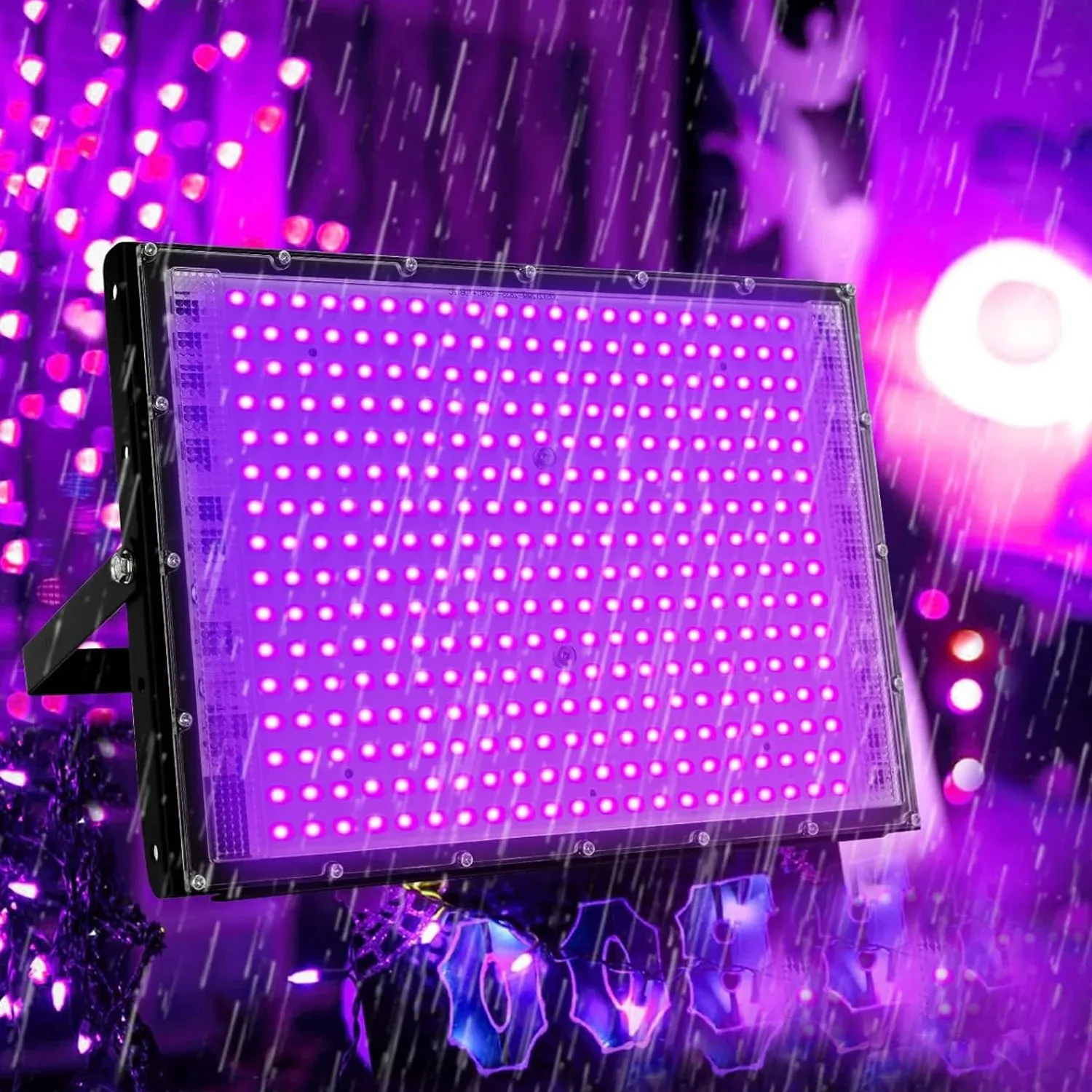 100W 300W 400W UV LED 투광등 220V 야외 UV 블랙라이트 투광등 395nm 자외선 형광 파티 무대 블랙라이트