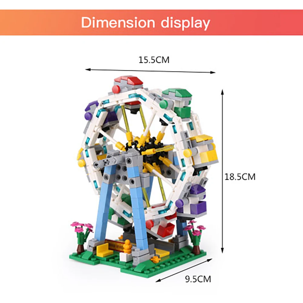 S36b80dccb61746a0bde5b2d9e7114eceX Klocki do budowy targowe blokuje diabelski młyn zestaw duże wahadło statek piracki karuzela Park rozrywki z instrukcją montażu