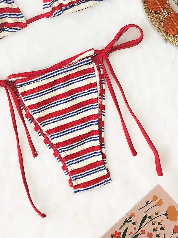 Women's Sexy Push-Up Two-Piece Swimsuit 2026 Bathing Suit Micro Beachwear Stripe Bikini Set Swimwear Trendy Mciro