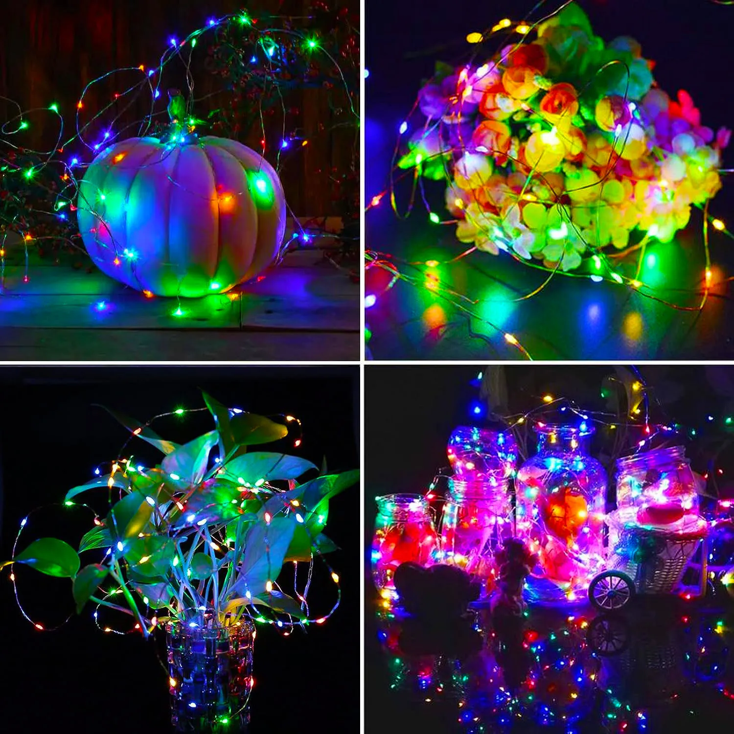 4-Pack Solar-Powered Outdoor Waterproof Fairy String Lights – 8 Lighting Modes for Tree, Garden, and Patio Decor
