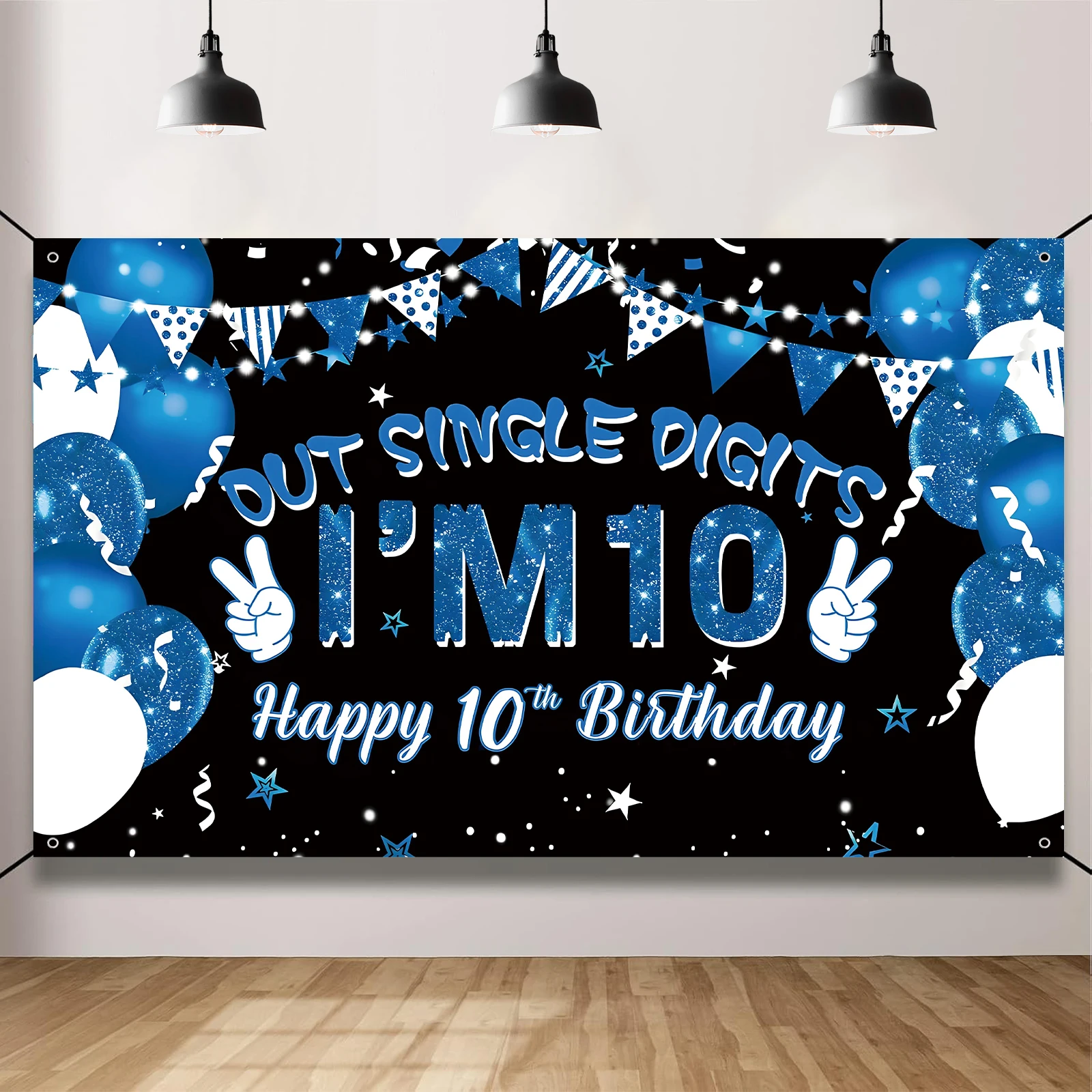 10th Birthday Decorations Peace Out Single Digits I&rsquo;m 10 Happy 10th Birthday Banner Double Digits Party Supplies party decorations,birthday banner,birthday streamers