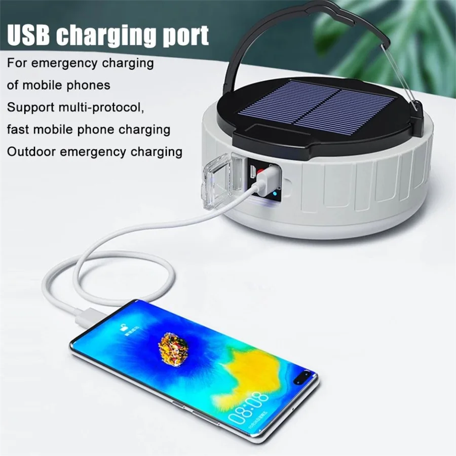 100W Newest Solar Led Camping Light Outdoor Waterproof 3 Modes Tent Lamp USB Charging Portable Lanterns Emergency Night Lights
