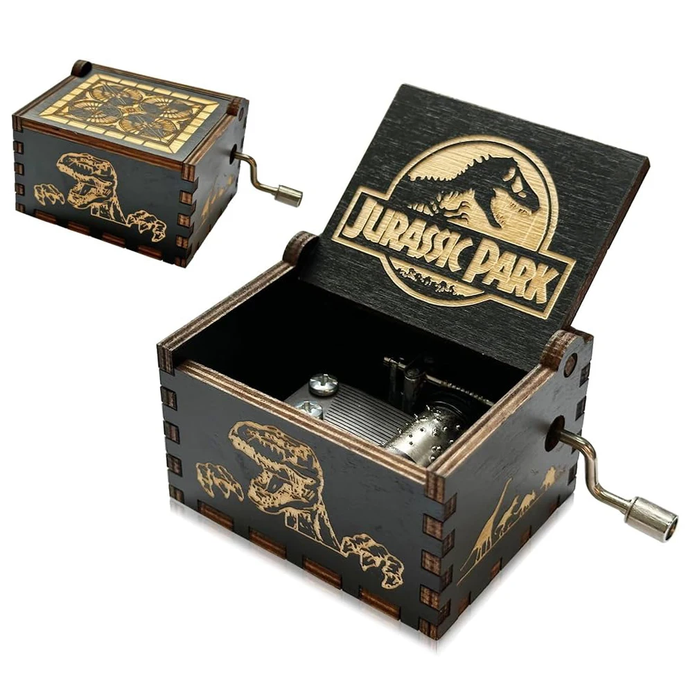 Wooden Hand Crank Jurassic Park Music Box Children's Holiday Gifts Christmas Gifts New Year Gift carousel music box music box