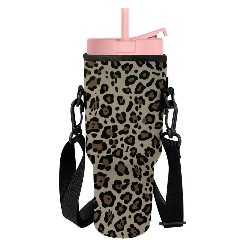 

Water Bottle Carrier 40OZ Thermos Cup Cover With Adjustable Shoulder Strap Portable Sports Accessories For Gym Hiking Cycling