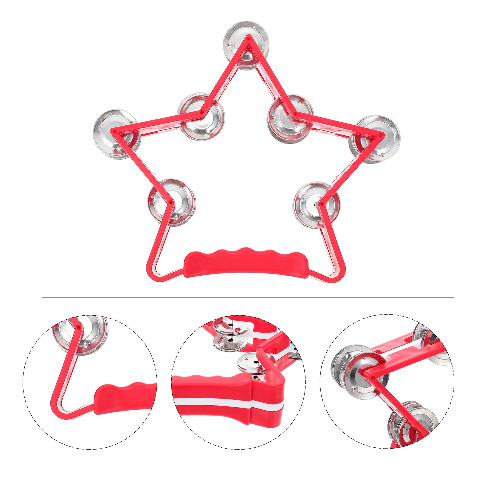 Orff Tambourine Double Row Hand Rattle Star Shape Jingles Karaoke Performance Party Free Style Dance Kids Adult