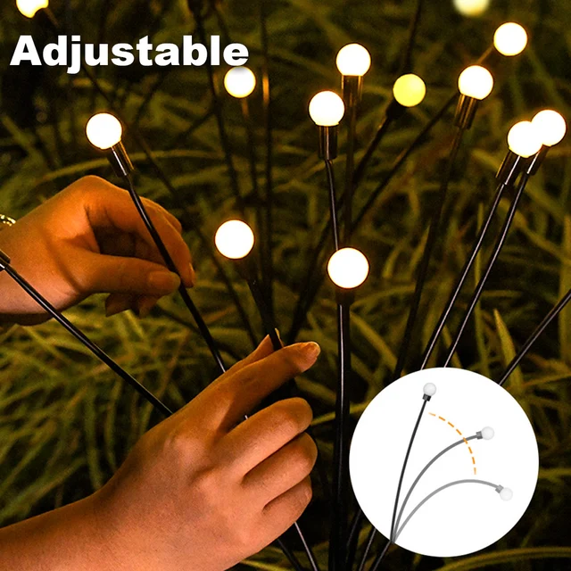 6/8/10 LED Solar Powered Garden Lights Firefly Lights Outdoor Waterproof Vibrant Swaying Lights for Patio Pathway Decoration 2