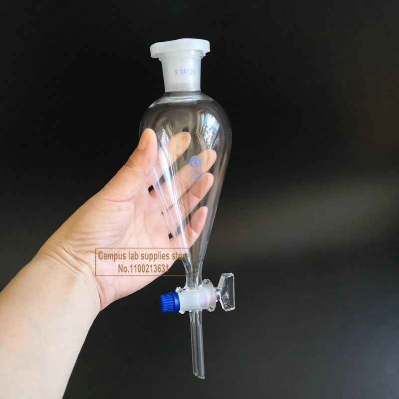 1pcs Lab Glass Pear-shaped Separation Funnel with Glass/PTFE Piston, 60/125/250/500/1000ml Loikaw Dropping Funnel