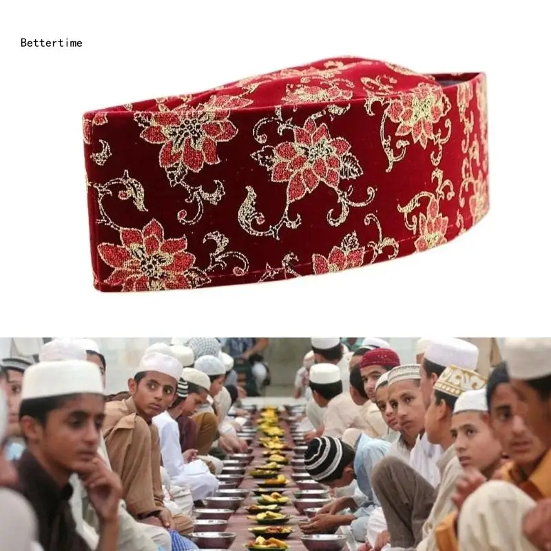 

B36D традиционная вышивка исламская шапочка для молитвы мусульманская шапка для взрослых повседневная молитвенная шапка