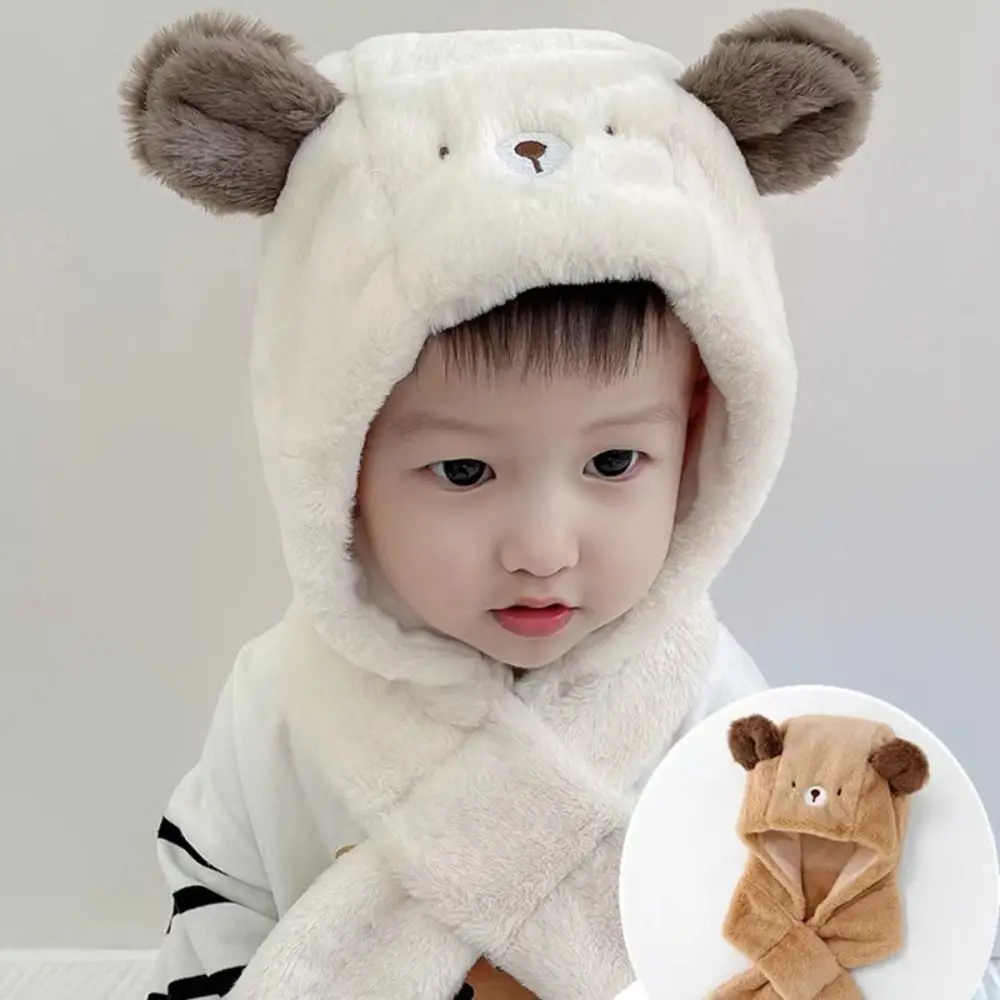 Winter Baby Hat Scarf Faux Fur Windproof Hooded Neck Protection