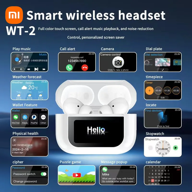 

Xiaomi A8 Pro ANC Wireless Earphones LED Screen Noise Cancelling Bluetooth Headphones Sports Earbuds for iphone