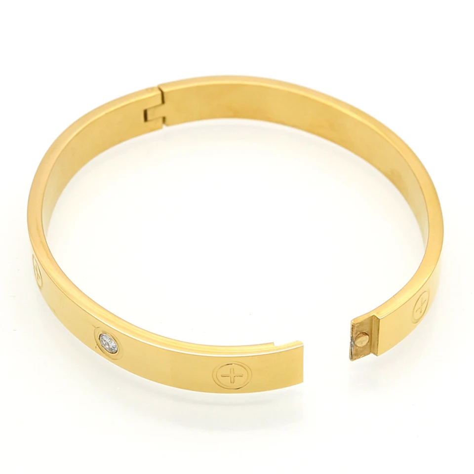 Zircon And Cross Nut Nail Bracelets Bangles For Women Stainless Steel Screw Luxury Brand Jewelry bracelet jewelry