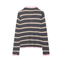 KONDALA Fashion Vintage 2026 Spring Striped Polo Women Knit Shirt Casual Loose Buttons Long Sleeve Streetwear Female Chic Tops - Image 6