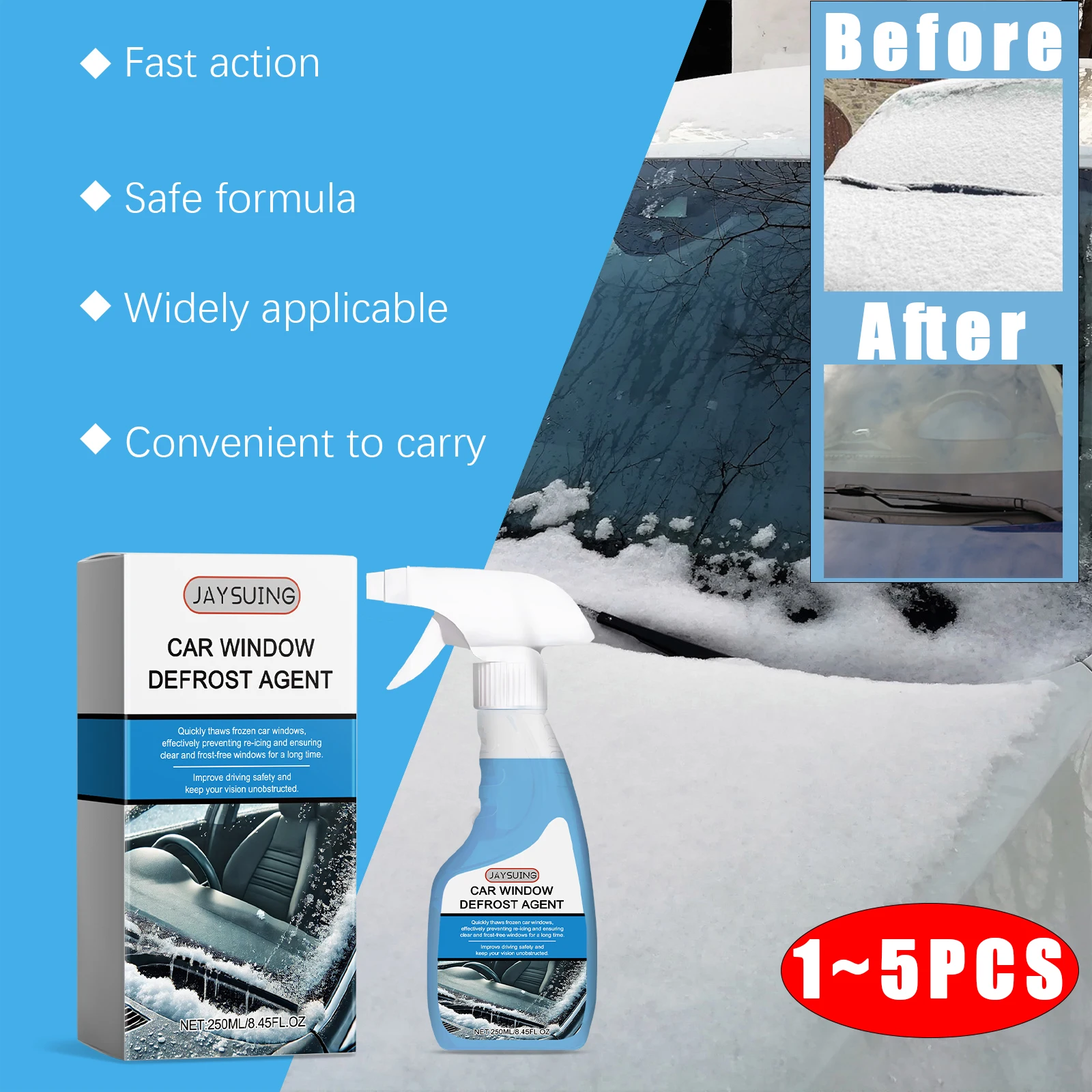 De-icer Spray De Ice Defroster for Car Winter Window Cleaner Auto Windshield Deicer Defroster Ice Remover Agent Anti Freeze