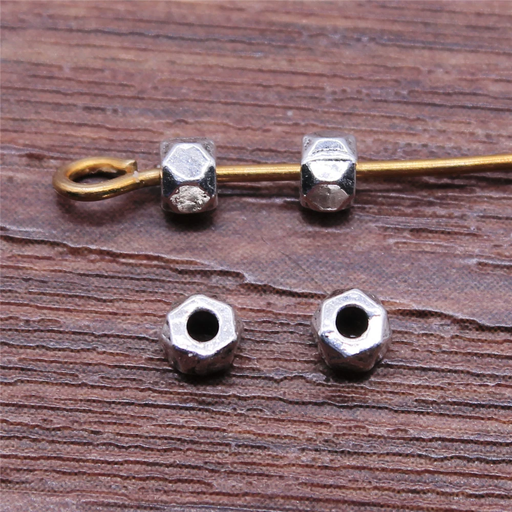 WYSIWYG 200pcs 스페이서 비즈 Diy 금속 합금 보석 결과 골동품 실버 색상 3x3mm