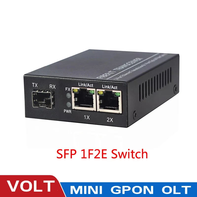 10/100/1000M Gigabit media converter 1SFP2E fiber ethernet fiber optic switch mi