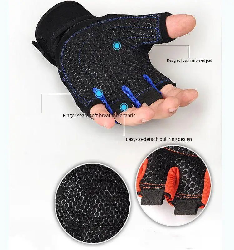 Description Picture 3 of itemFitness Gloves Fitness Heavyweight Training Gloves Men's Fitness Half Finger Non-slip Gloves Wrist Lifting Exercises